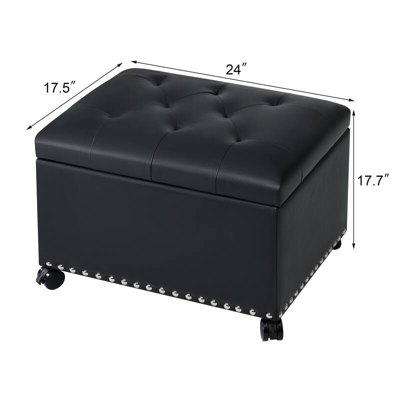 Adeco High End Classy Tufted Storage Ottoman Bench Footstool