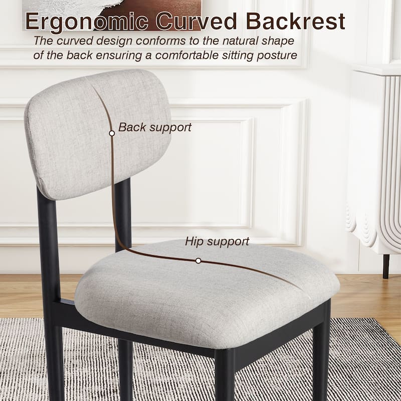 Modern Upholstered Dining Chair with Solid Wood Legs Side Chair for Kitchen Dining Room Living Room (Set of 2)