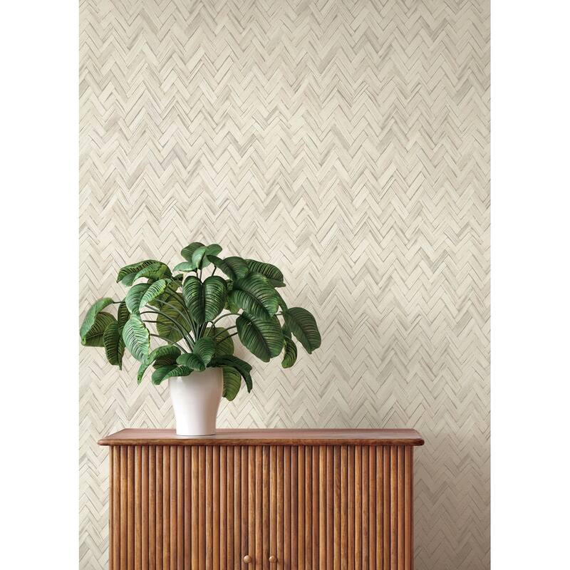 A-Street Prints Ellery Beige Herringbone Wallpaper