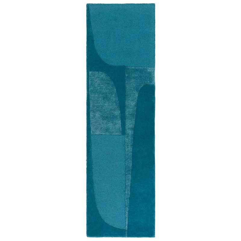 SAFAVIEH Handmade Fifth Avenue Sibinka Mid-Century Modern New Zealand - 2' 3" x 8' - Turquoise