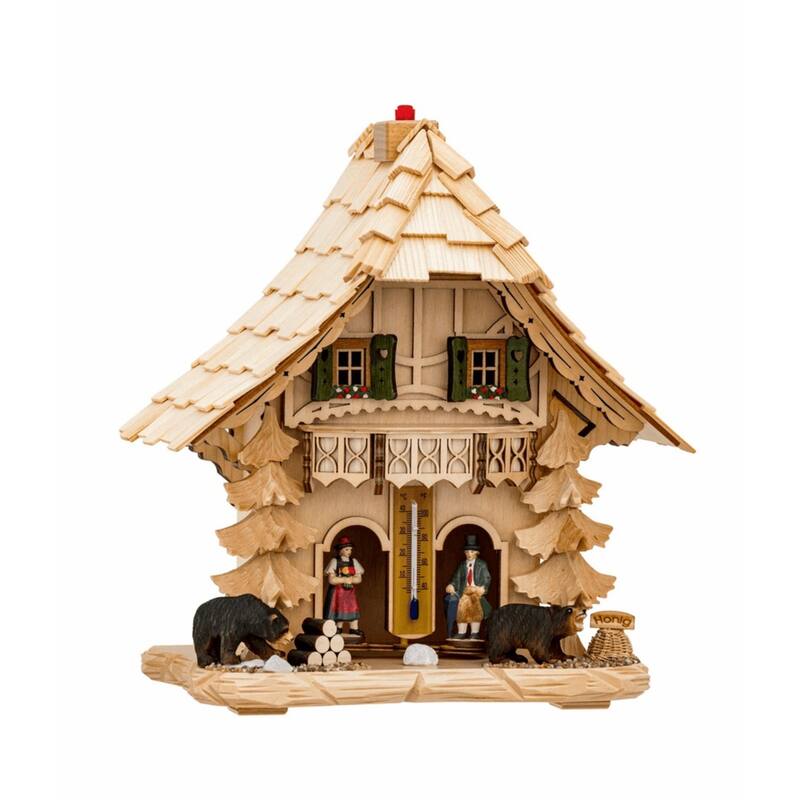 Wooden Weather Station with Thermometer - 11" - Brown