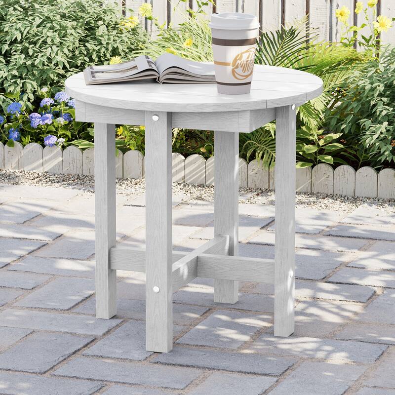 HDPE Outdoor Side Table, 220 lbs All-weather Patio End Table - White