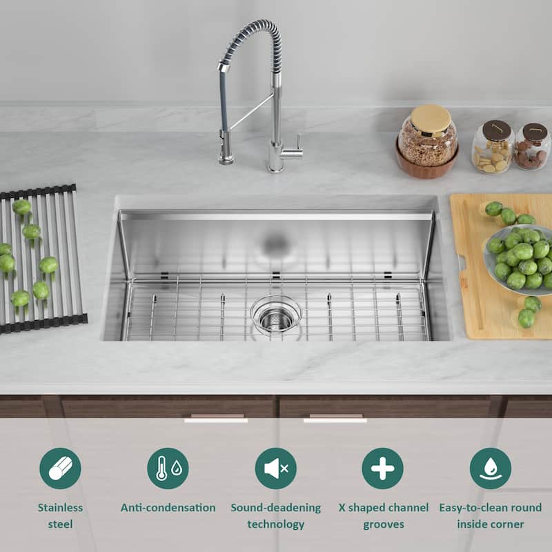 Undermount Single Bowl Stainless Steel Kitchen Sink 16 gauge-ALL SIZE
