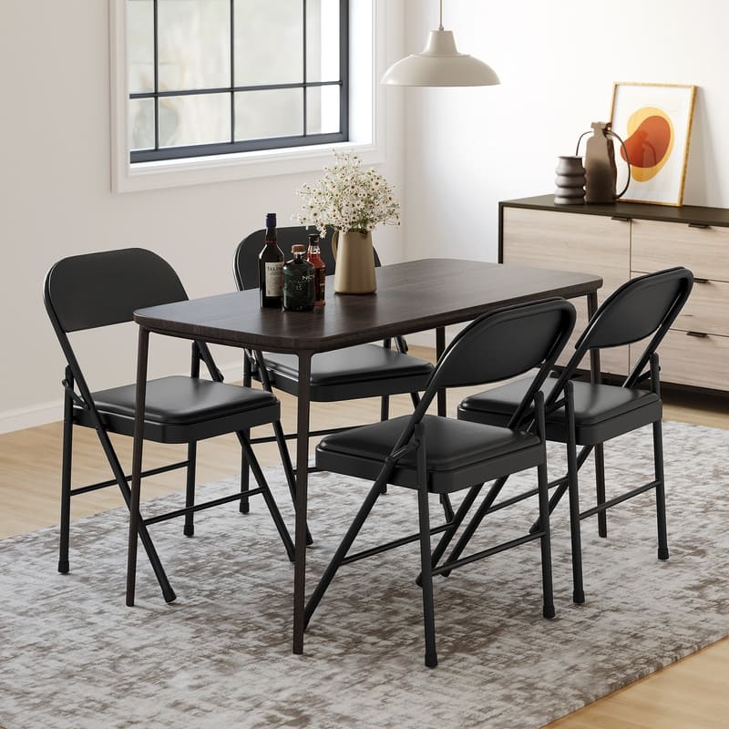 Folding Chairs 4 Pack With Padded Cushion and Back