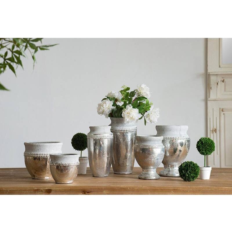 A&B Home Silver and Brown Ceramic Vase