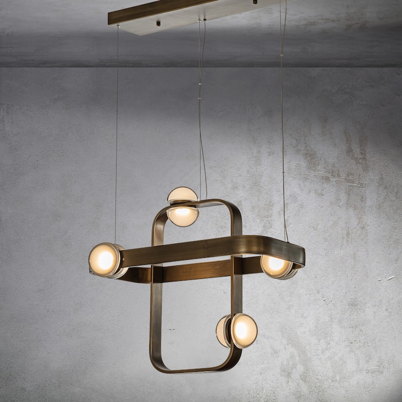 CraftHome 8-Light Modern Geometric Kitchen Island LED Chandelier Unique Antique Copper Dining Room Pendant