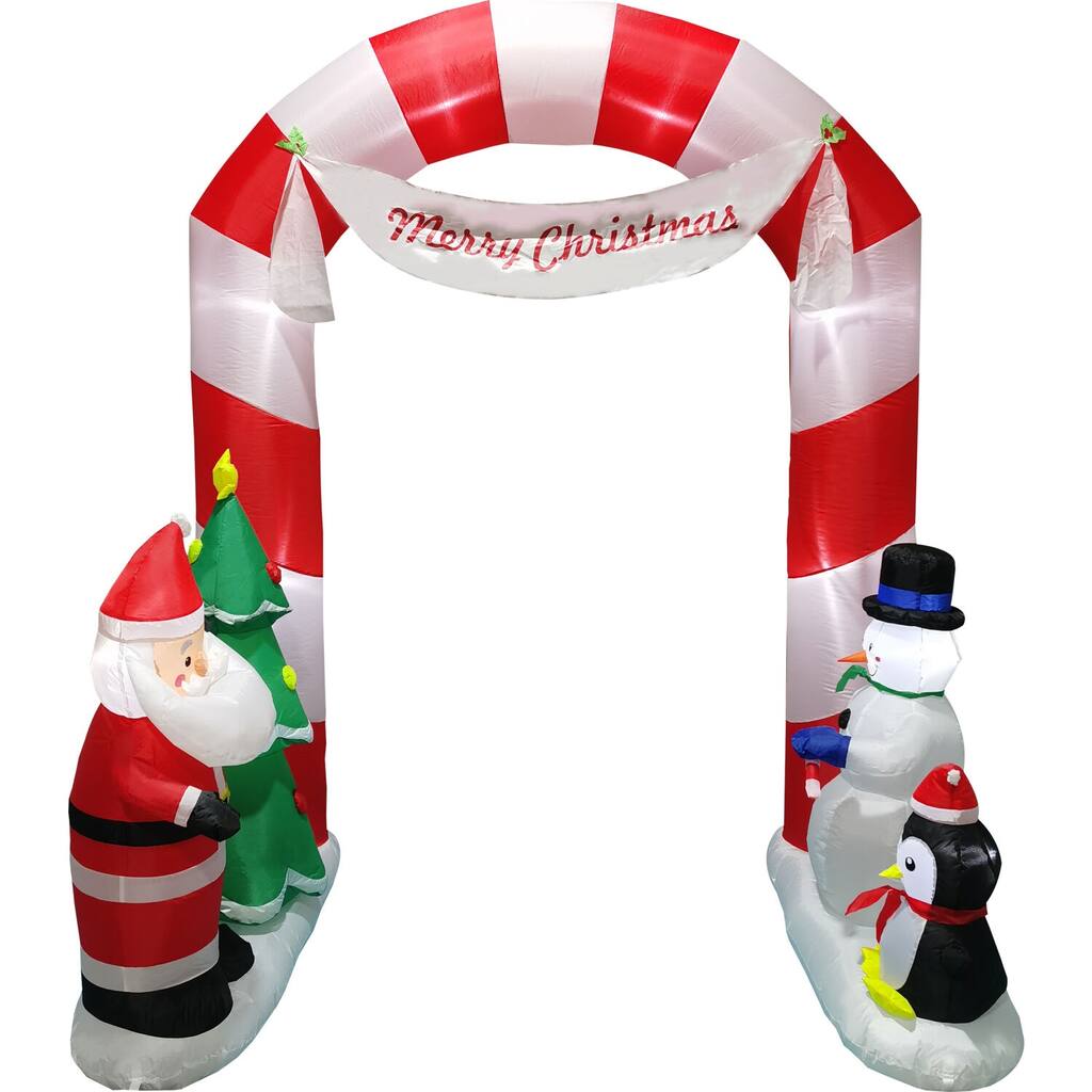 Fraser Hill Farm 8-Ft. Tall Prelit Candy Cane Arch Inflatable