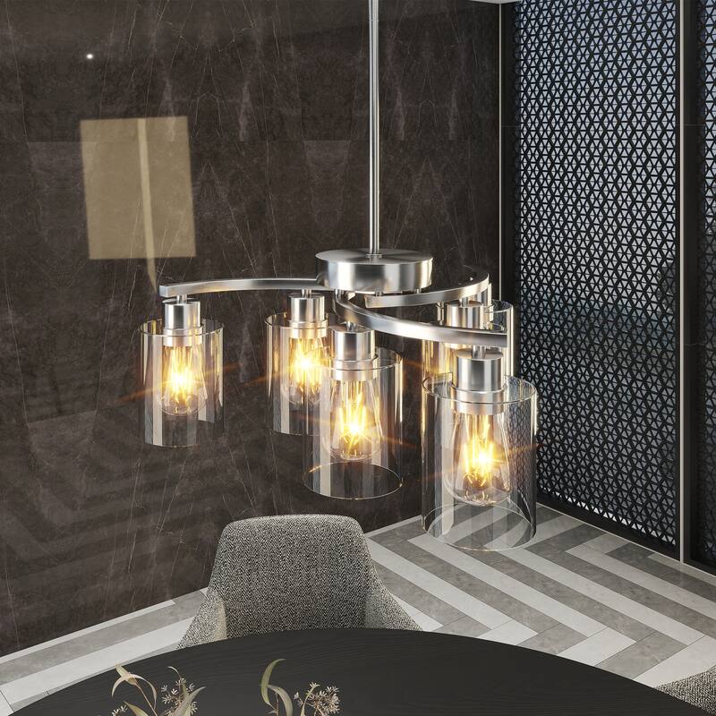 6-Light Chandeliers for Dining Room, Modern Kitchen Island Light Fixtures Over Table, Metal Hanging Pendant Lighting