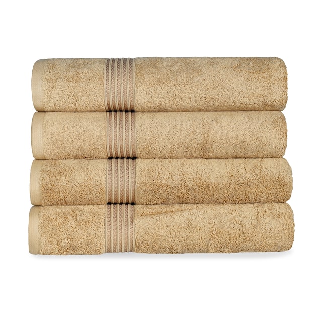 Miranda Haus Modern Ultra-Soft Absorbent 4-Piece Long Combed Egyptian Cotton Bath Towel Set