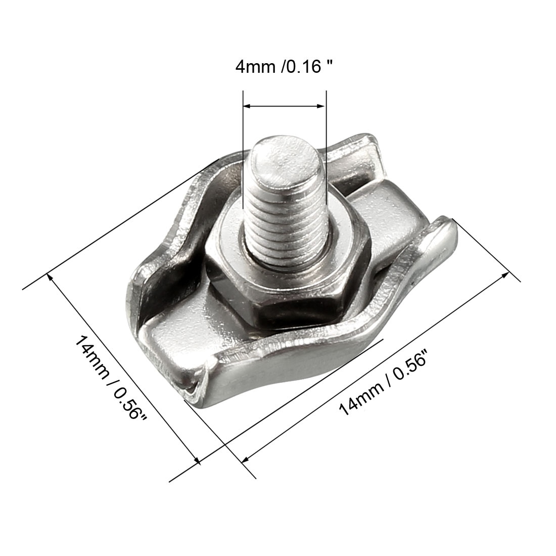 Details about   5Pcs 304 Stainless Steel Single Wire Rope Clip Cable Clamp for 1mm-1.5mm Rope 