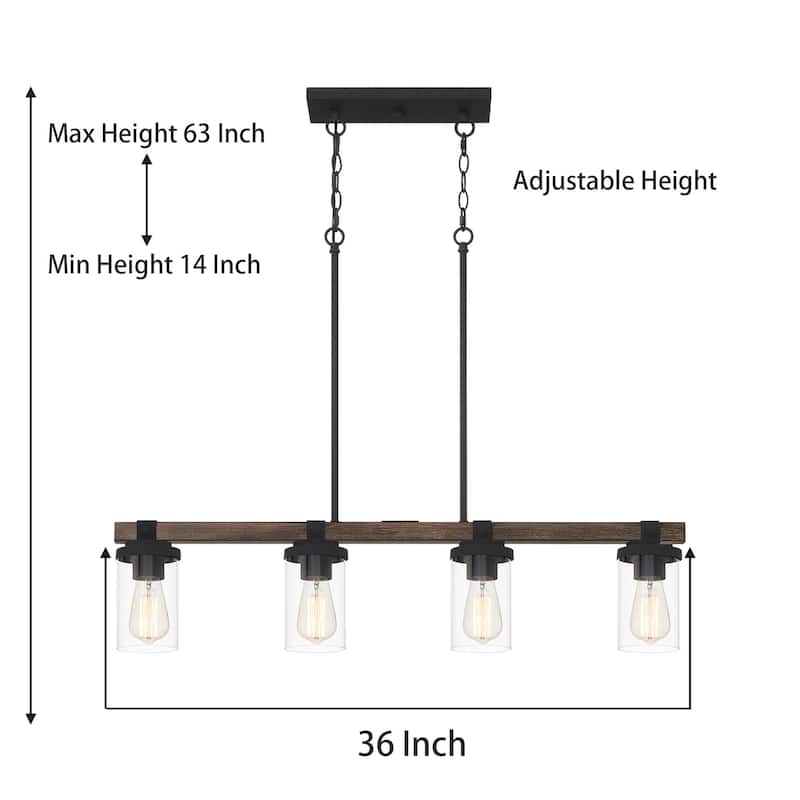 Mackenzi 4-light Farmhouse Linear Chandelier with Clear Glass - 36 inches