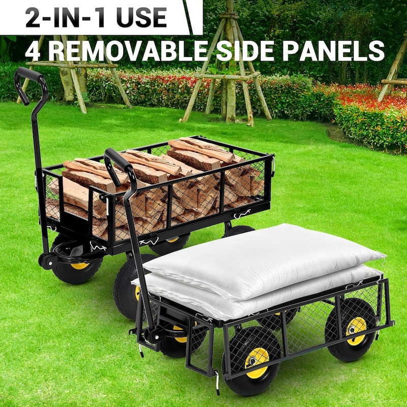 Heavy Duty Steel Utility Garden Wagon Cart with Removable Sides