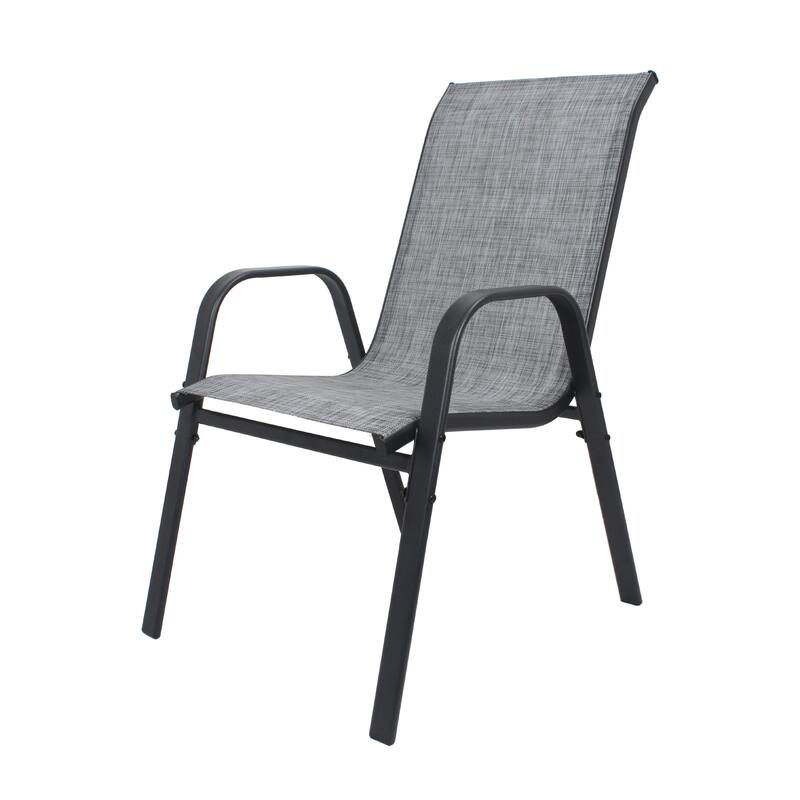 Outdoor Dining Chair 4-Piece Set - Wide Seat 350 lbs Capacity - Waterproof & Rust-Resistant Teslin Fabric Metal Frame