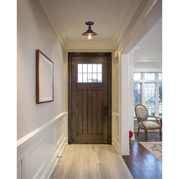 slide 2 of 2, Westinghouse Louis One-Light Indoor Semi-Flush Ceiling Fixture, Oil Rubbed Bronze Finish and Metallic Bronze Interior