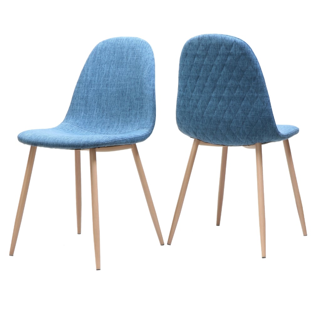 Reva Dining Side Chair Set of 2, Blue Seat, Brown Iron Frame