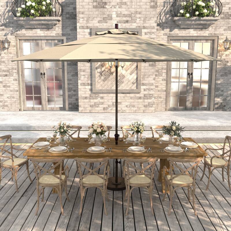 California Umbrella 11' Round Aluminum Crank Open Auto Tlit Patio Umbrella, Bronze Finish, Double Wind Vent.