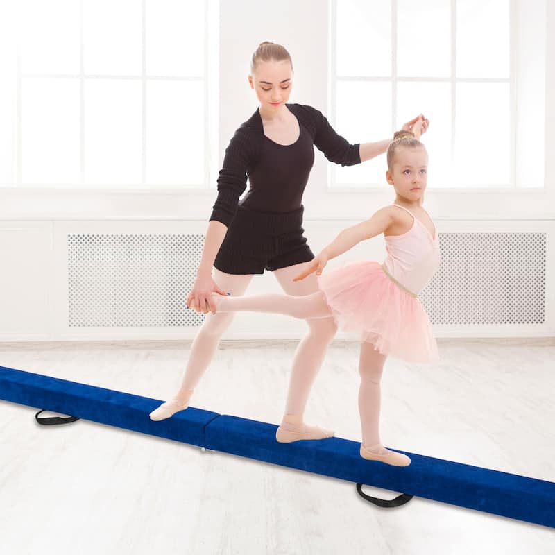 9 Feet Kids Balance Beam for Home Foldable Gymnastics Beam with Non-Slip Bottom and Wood Frame - 108” x 4" x 3" (L x W x H)