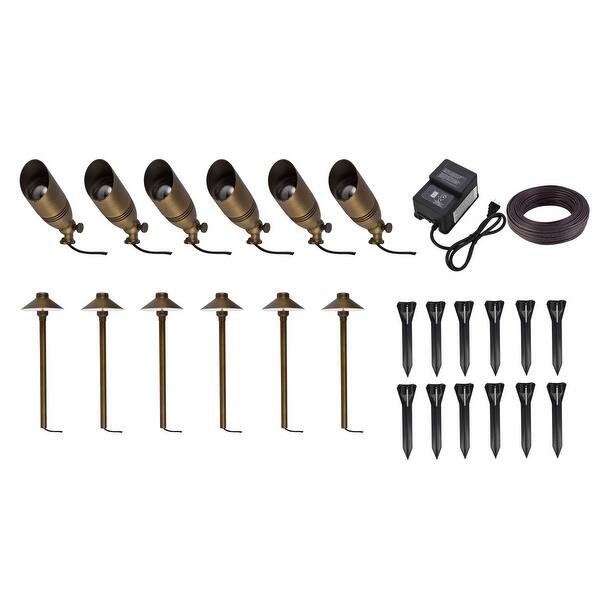 slide 2 of 6, August Brass Landscape Lighting Kit 1 Pack of 12 - 6 inch