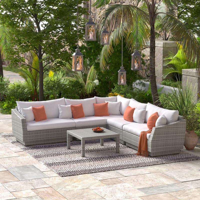Cannes 6 Piece Sunbrella Outdoor Patio Sectional & Table