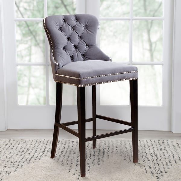 slide 1 of 12, Abbyson Versailles 30 Inch Tufted Velvet Barstool Grey