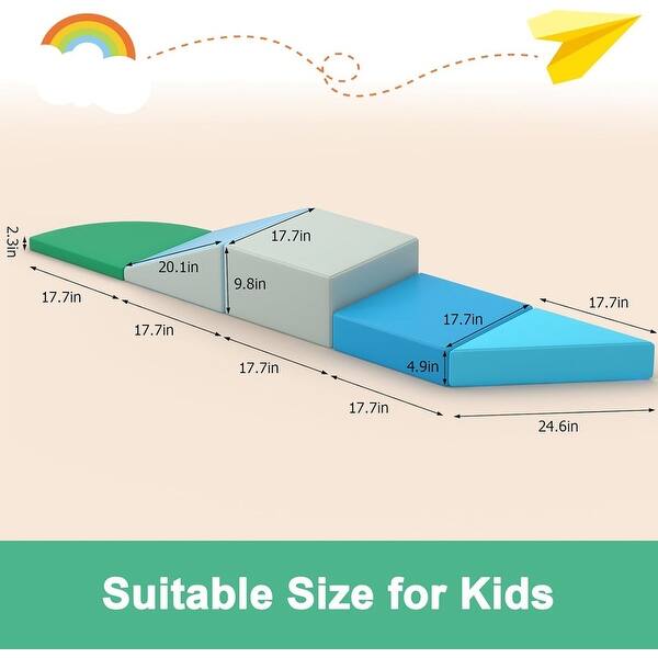 dimension image slide 0 of 2, Foam Climbing Blocks Toddlers 5 Pieces Baby Activity Play Set Indoor