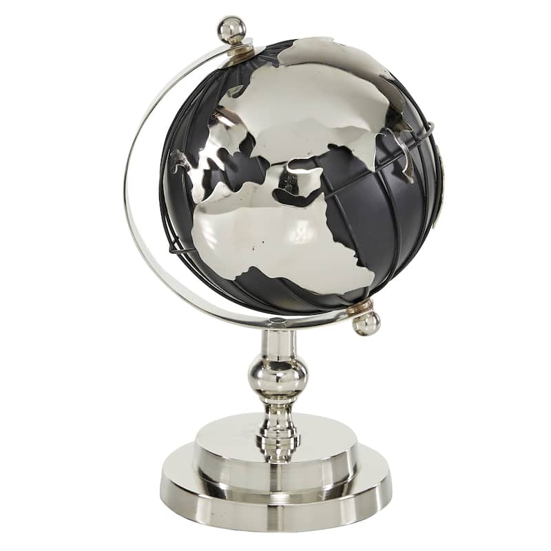 Black Aluminum Globe with Silver Accents