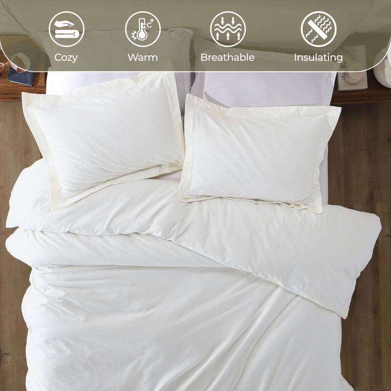 Superior Classic Solid Flannel Cotton Duvet Cover Set