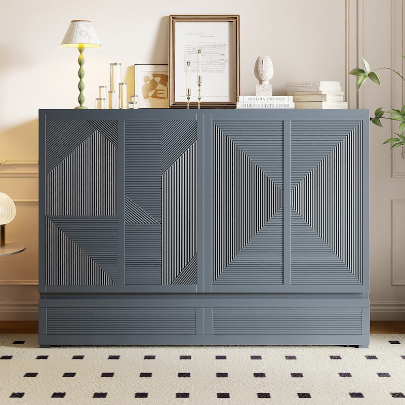 Murphy Bed with Large Drawer, USB Ports and Outlets - Grey - Queen