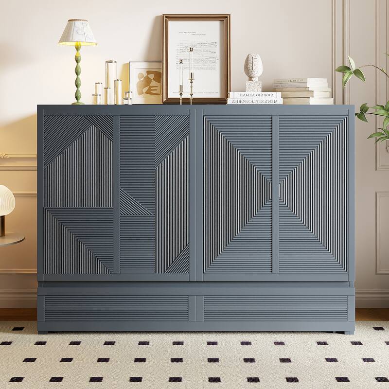 Queen Size Murphy Bed with Built-in USB Ports, Large Storage Drawer, and Sleek Cabinet Design for Modern Spaces - Grey