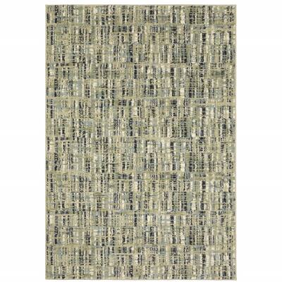 HomeRoots 4' X 6' Green Blue Ivory Beige And Light Blue Abstract Power Loom Stain Resistant Area Rug - 4' x 6'