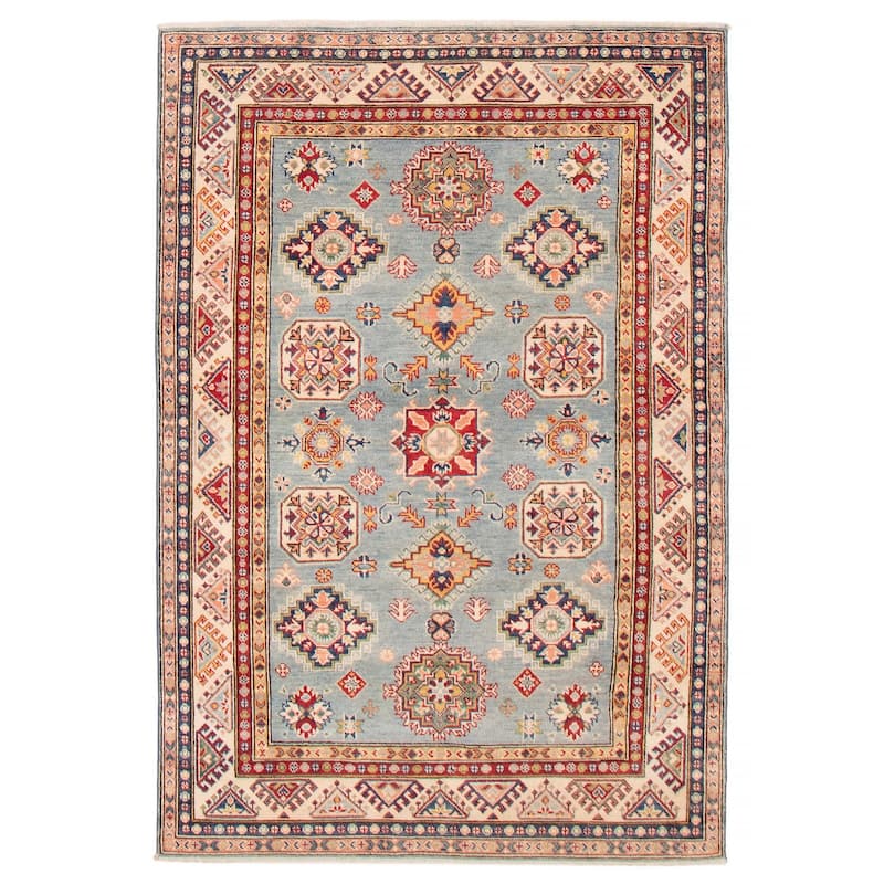 ECARPETGALLERY Hand-knotted Uzbek Ghazni Blue Wool Rug - 4'11 x 7'3 - Light Blue - 4'11 x 7'3