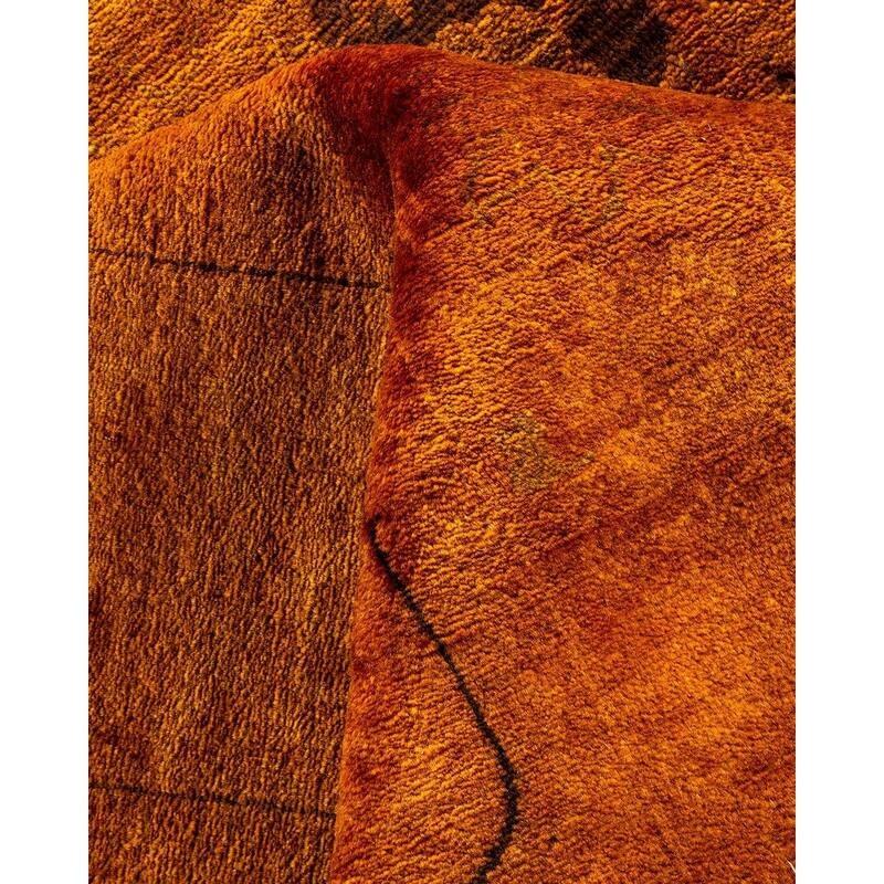 Overton Hand Knotted Wool Vintage Inspired Modern Contemporary Overdyed Gold Area Rug - 9' 1" x 12' 8"