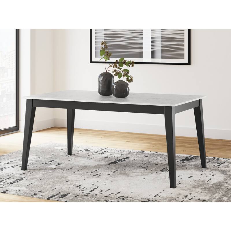 Signature Design by Ashley Jettaya Black/White Rectangular Dining Table - 66"W x 38"D x 30"H - 66"W x 38"D x 30"H - Black/White