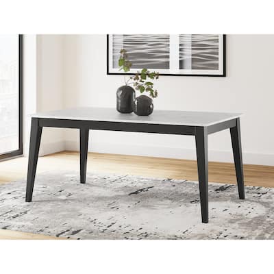 Signature Design by Ashley Jettaya Black/White Rectangular Dining Table - 66"W x 38"D x 30"H