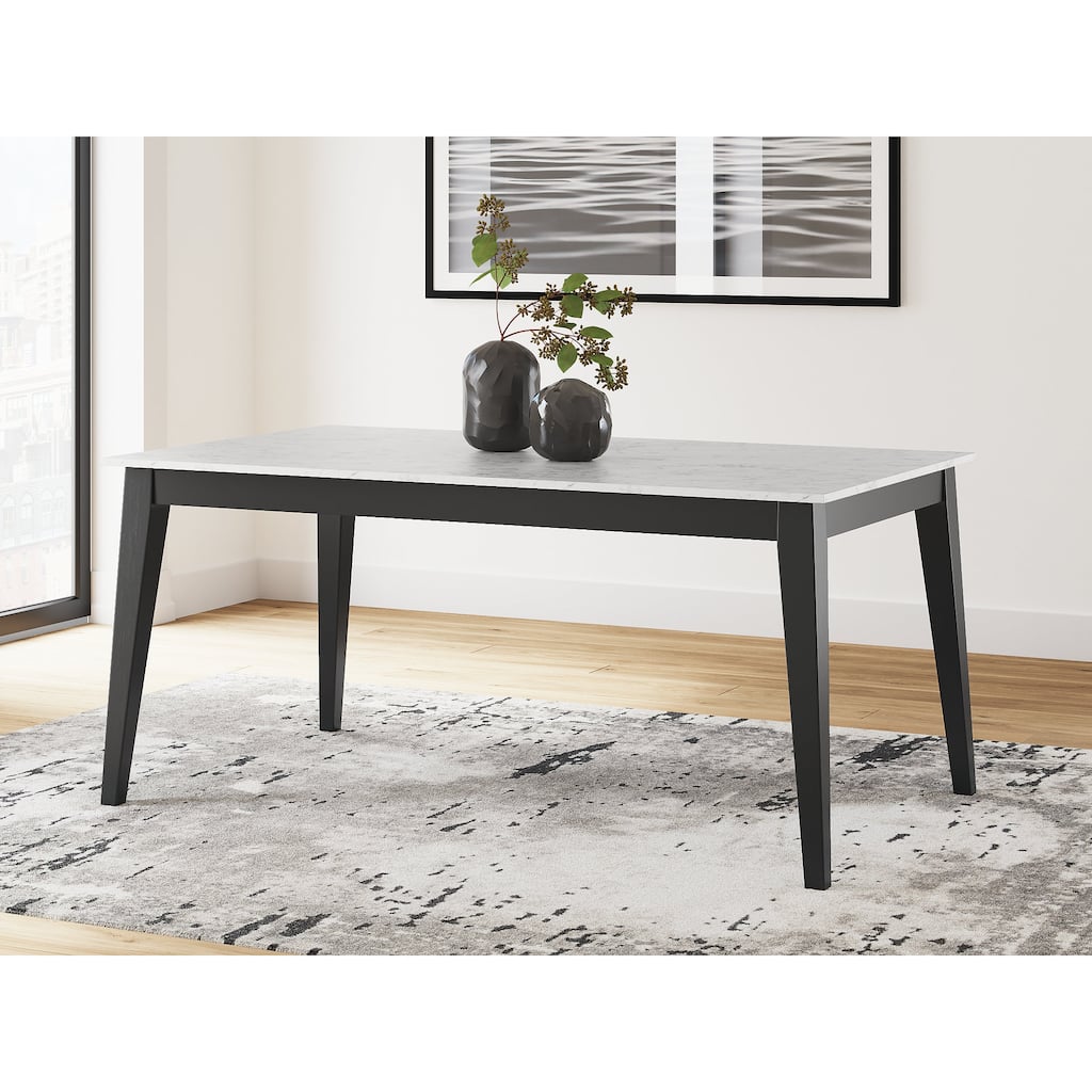 Signature Design by Ashley Jettaya Black/White Rectangular Dining Table - 66"W x 38"D x 30"H