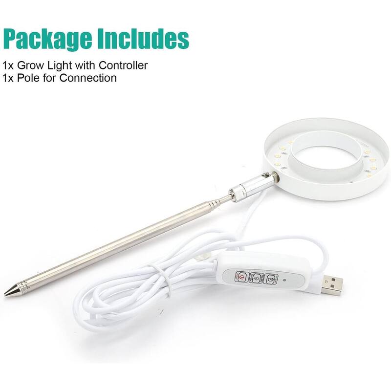 3.5in LED Retractable Full Spectrum Timed Plant Grow Light, 5W White