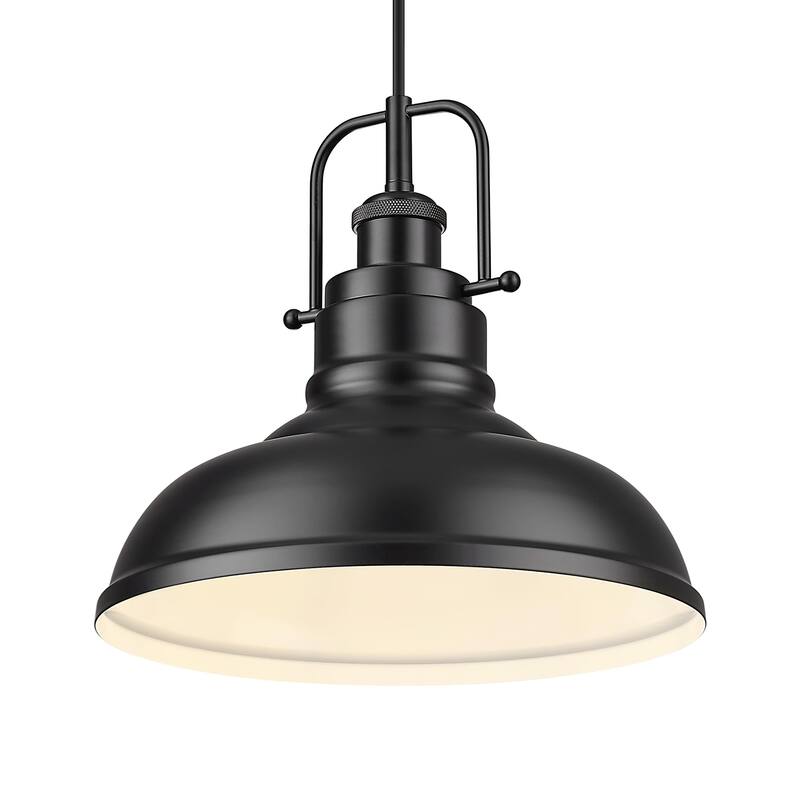 1-Light Industrial Farmhouse Metal Dome Pendant Light, Oil Rubbed Bronze Finish - 1-Pack/Medium - Black