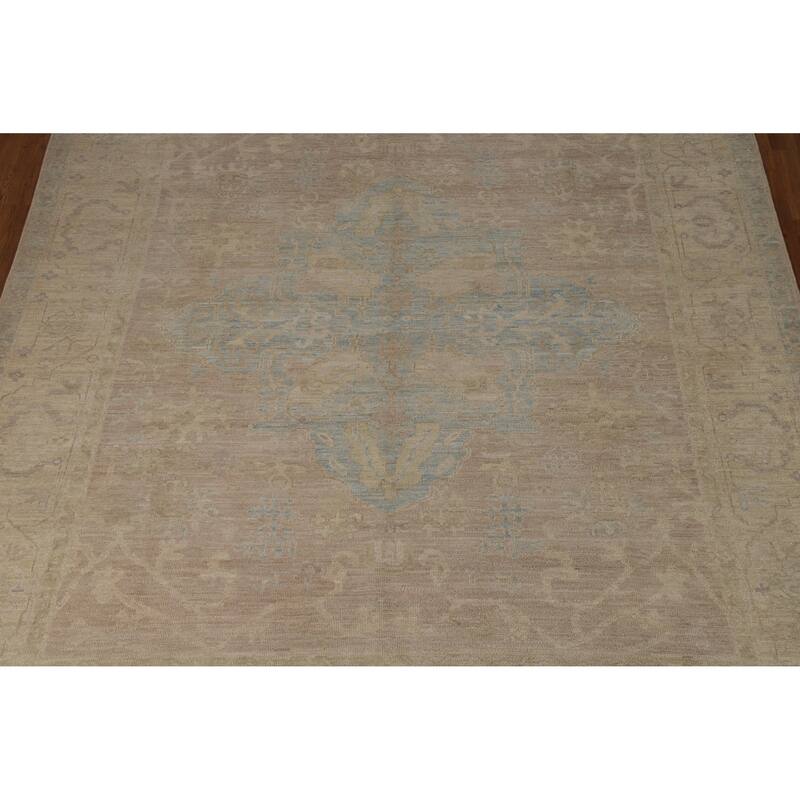 Vegetable Dye Oushak Turkish Rug Handmade Living Room Wool Carpet - 8'0"x 10'1"