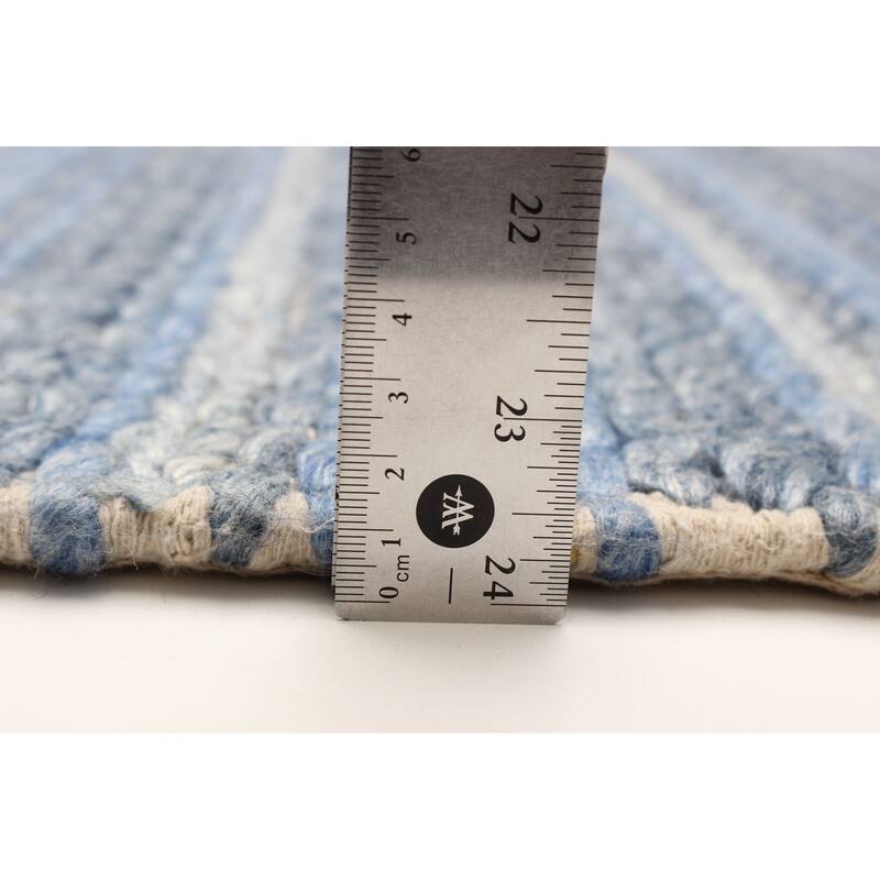 ECARPETGALLERY Braid weave Sienna Blue Wool Rug - 5'0 x 8'3
