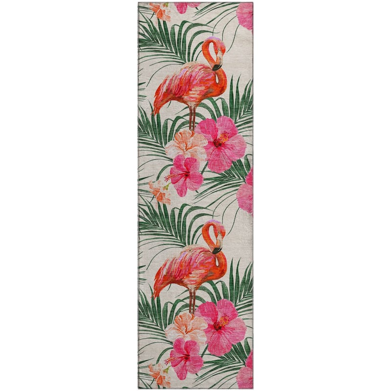 Premium Washable Super Soft Tropical Flamingo Mayfield Rug