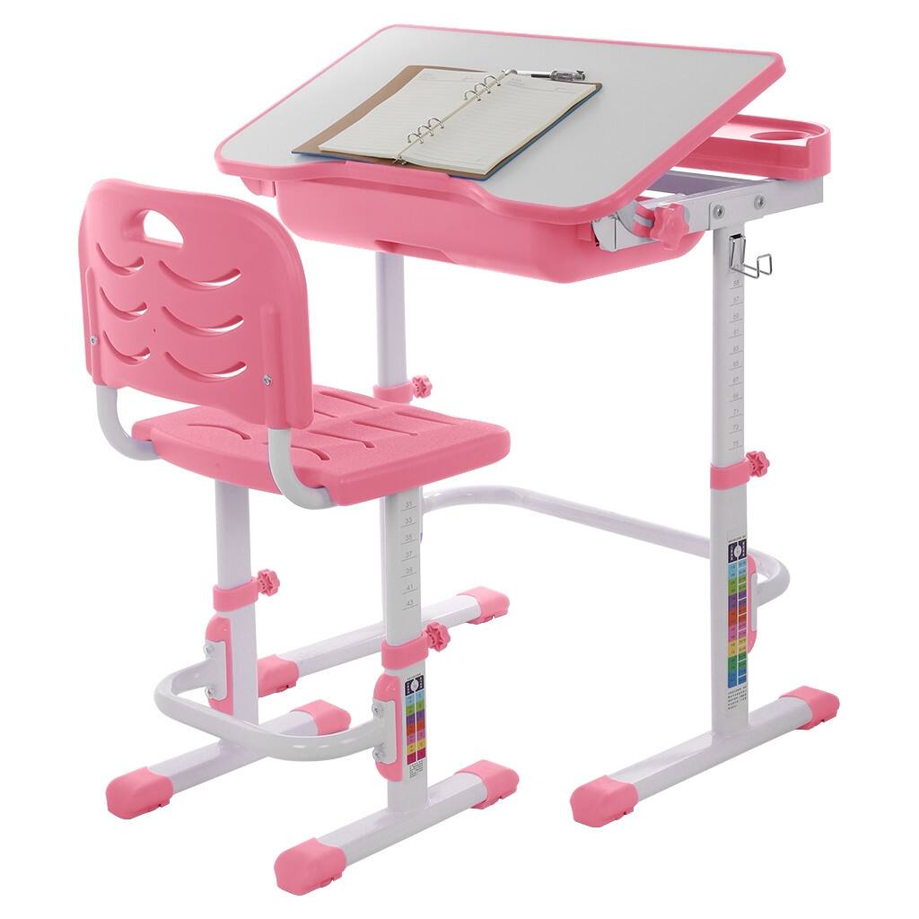 Height Adjustable Study Desk And Chair Set Pull Out Drawer With Tilted ...