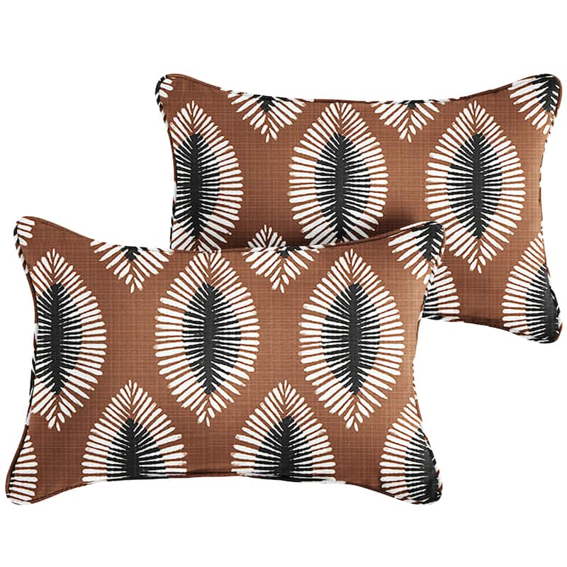 Sorra Home Hayden Sunstone Indoor/Outdoor Corded Lumbar Pillows (Set of 2)