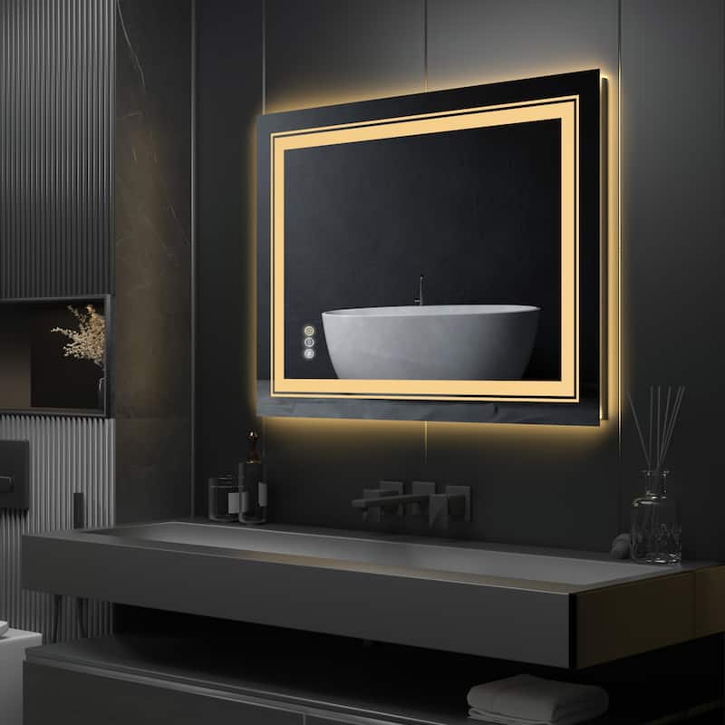 Illuminated Bathroom Mirror Anti-Fog Wall Mounted Dimmable Backlit