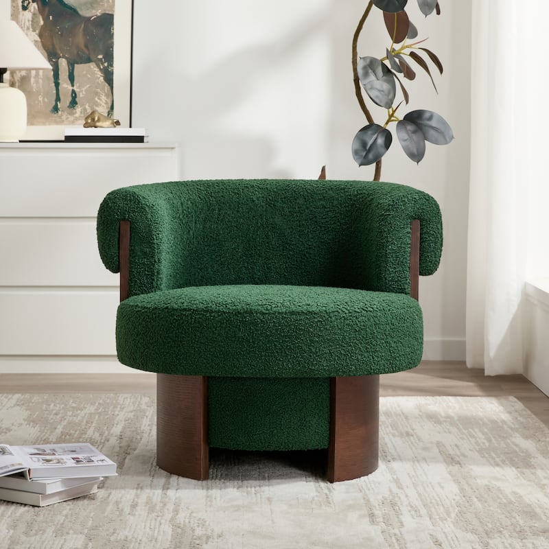 Scott Living Scrolla Beige Swivel Barrel Chair - Set of 1 - Green