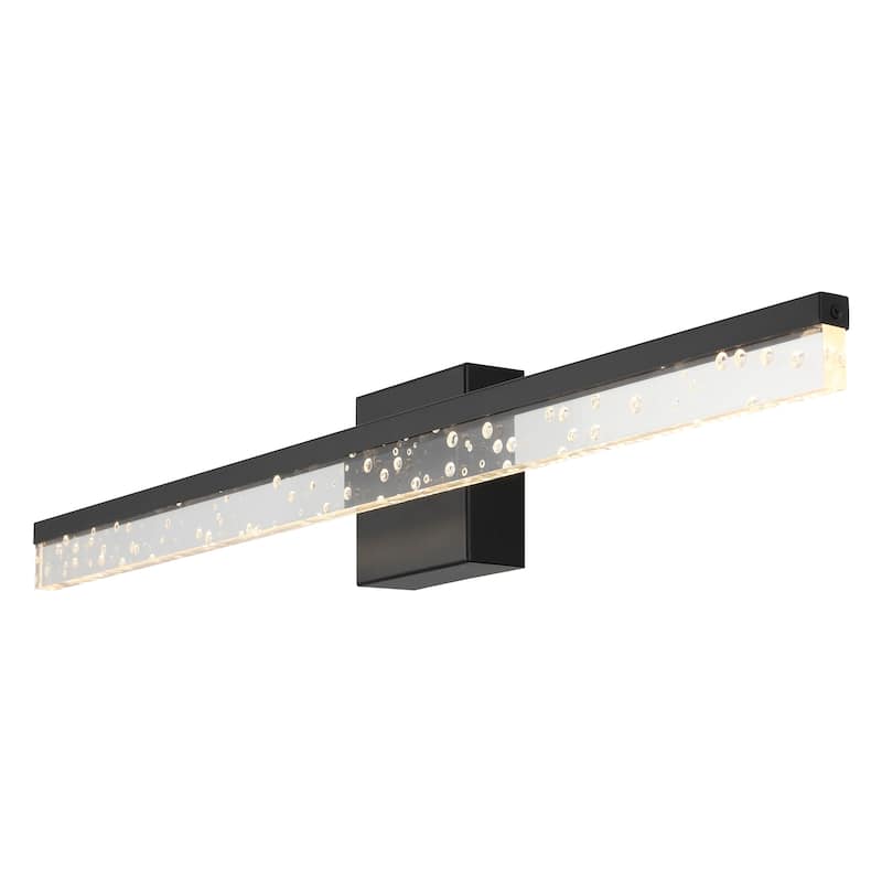Baxter 22" 1-Light Modern Contemporary 360-Degree Rotatable Iron/Seeded Acrylic Integrated LED Vanity Light, by JONATHAN Y