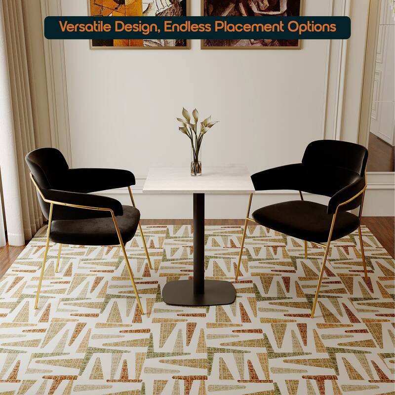 Vail Square Dining Table with 24 in. MDF Tabletop in Black Stainless Steel Square Base Accent Kitchen Table