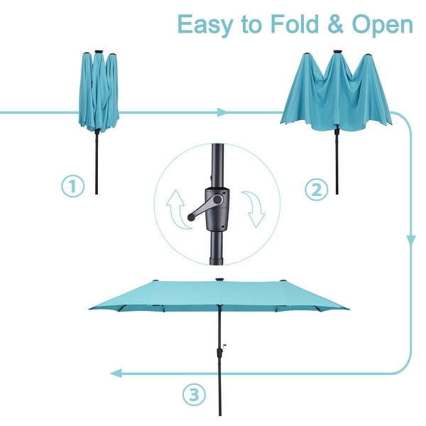 Ainfox 13-foot Double-sided Solar LED Lighted Patio Umbrella