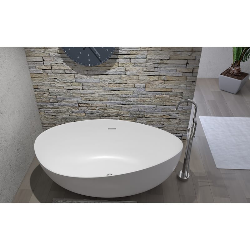 Newport 71" Solid Surface Freestanding Soaking Bathtub in White, Gray, Black