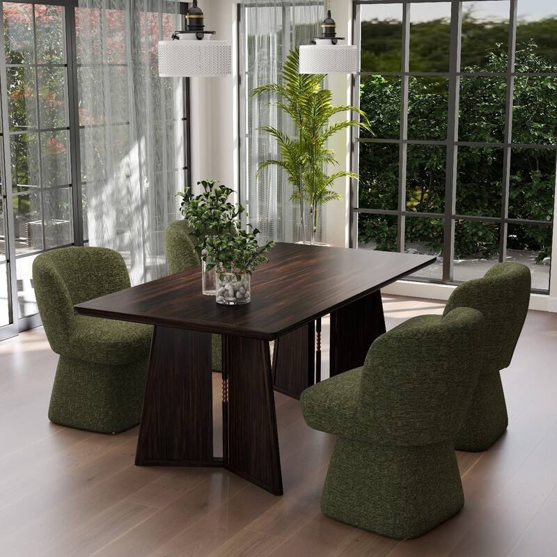 Fabric Upholstered Dining Chairs Set of 2 - Green