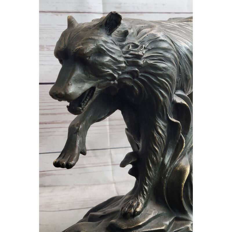 Running Wolf Dog Wildlife Art Decor Bronze Metal Statue Sculpture Original Art